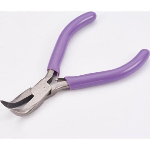Carbon Steel Jewelry Pliers Bent Nose Pliers Polishing Jewelry Making Tools 12x7.2x0.9cm