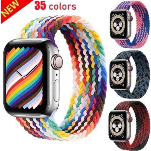 2021 Braided Solo Loop Nylon Fabric Strap for Apple Watch Band 44mm 40mm 38mm 42mm Elastic Bracelet for IWatch Series 6 SE 5 4 3
