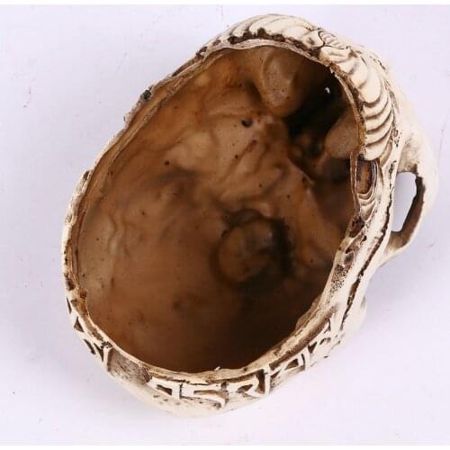 Garden Simulation Skull Planter Statue with Floral Carving Decorative Scary Resin Storage Holder Decor for Bonsai Garden TN88