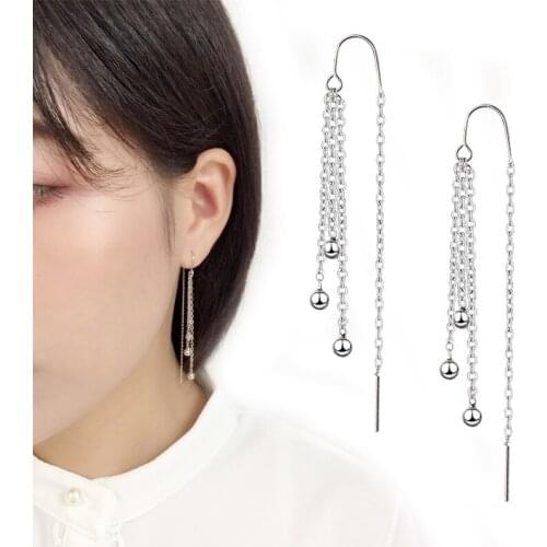 Todorova Simple Chain Tassels With Ball Hanging Drop Earrings for Women Female Long Dangling Earring Fashion Jewelry Brincos