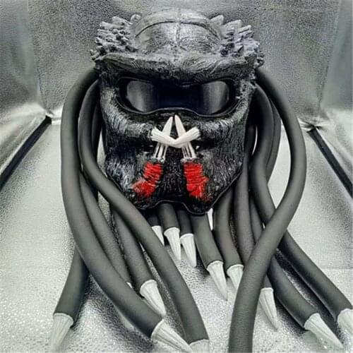 Black Predator Motorcycle Helmet Personality Full Face Carbon Fiber Helmet Cruiser Chopper Custom