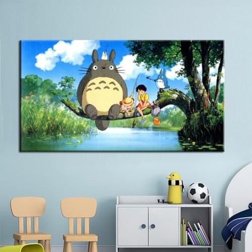 Modern Cartoon Art Canvas Paintings Miyazaki Hayao Totoro Posters and Prints Cuadros Wall Art Picture for Living Room Home Decor