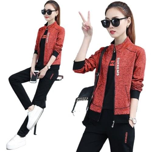 Sportswear Suit Womens Spring and Autumn 2021 New Coat Korean Fashion Casual Womens Top Pants Suit
