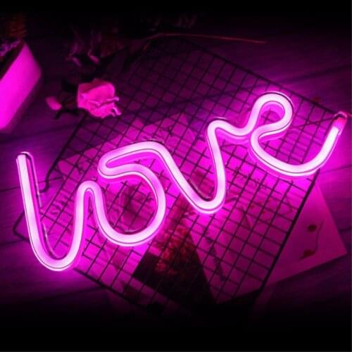 Novelty LOVE Design Neon Signs Night Light Battery Box USB Power LED Wall Lamp Art For Home Party Wedding Valentines Day Decor