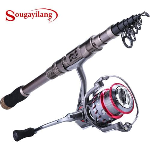 Sougayilang Telescopic Fishing Rod and Reel Combos Portable 1.8M-2.4M Travel Fishing Pole 9+1BB Spinning Reels Fishing Pesca