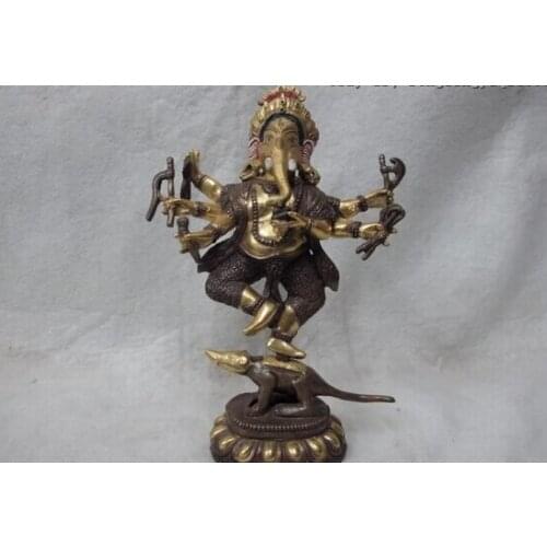 USPS to USA S0293 7 Purple Bronze 24K Gold Gilt Ganapati Ganesh Lord Ganesha Elephant God Buddha