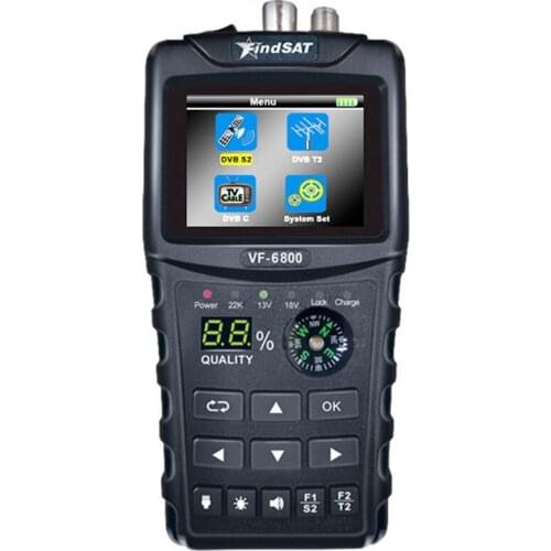 VF-6800 DVB-T2 DVB-S2 DVB-C Satellite Finder Sat Finder Meter 2.4 Inch LCD DVB-T DVB-S HD Digital Satfinder US Plug