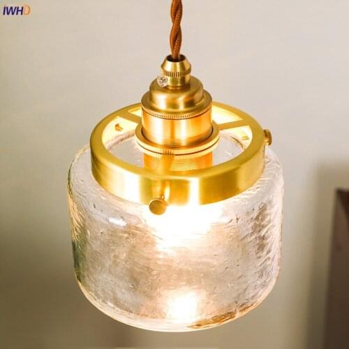 Vintage Pure Copper Pendant Lights LED Hanglamp Glass Bedroom Light Nordic Pendant Lamp Creative Hanging Lamp Lampara Colgante