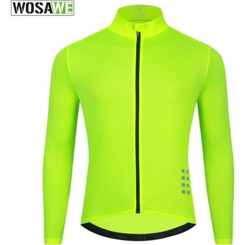 WOSAWE Pro Team Mesh Cycling Outerwear Jersey Long Sleeve Autumn Road Mtb Bicycle Jerseys Reflective Downhill Bike Wear Shirts