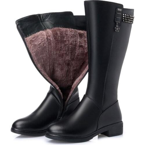 Krasovki Wool Women Snow Boot Warm Fur Warm Mid Calf Flat Bottom Shoes Fashion Plush High Boots Platform for Women Winter Boots