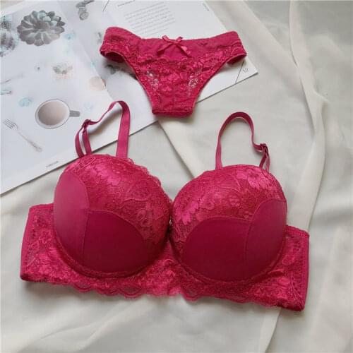 Women Lingerie Sexy Bra Push Up Big Cup 85C 85D 90C 90D 95C 95D 100C 100D Thong Bra Set Thong Women Underwear 2PCS/set