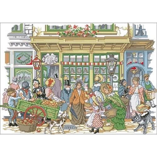 Lively market patterns Counted Cross Stitch 11CT 14CT 18CT DIY Chinese Cross Stitch Kits Embroidery Needlework Sets