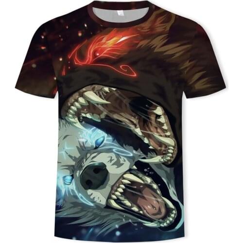 Winter 2020 cool T-shirt print wolf 3DT mens and womens summer sleeve short sleeve T-shirt