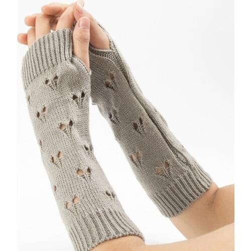 Winter Women Arm Warmers Knitted Arm Sleeve Long Fingerless Gloves Casual Warm Soft Female Gloves Half Gloves Gloves & Mittens