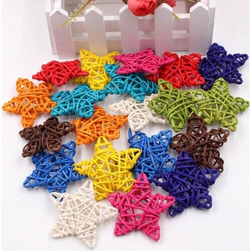 5PCS 6cm Cute Rattan Star Sepak Takraw Christmas Gift Birthday Party Family Party Decoration DIY Home Crafts