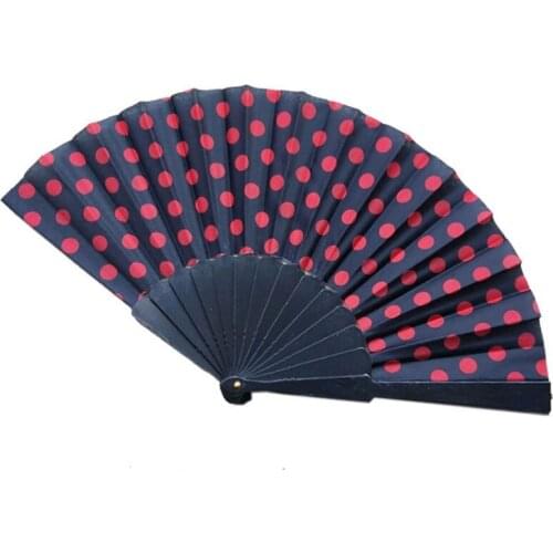 200 pcs elegant plastic spanish hand fans japanese polka dots hand folding fan for wedding birthday party gifts