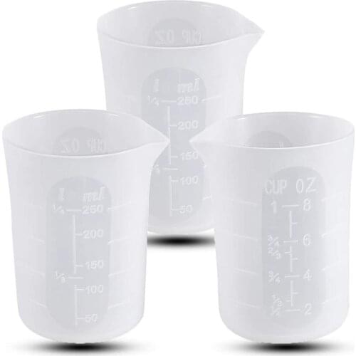 250 Ml Silicone Measuring Cups for Resin Making Non-Stick Mixing Soft Scale Cups Small Capacity Tools 3 PCS