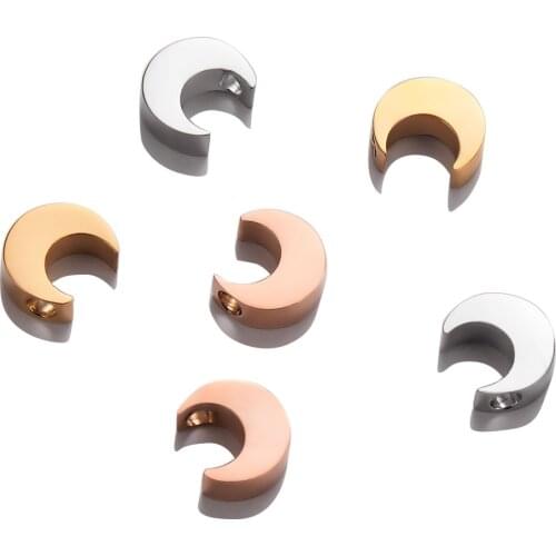 5pcs Stainless Steel Moon DIY Bracelet Necklace Charms Pendants for Jewelry Making DIY Handmade Accessories