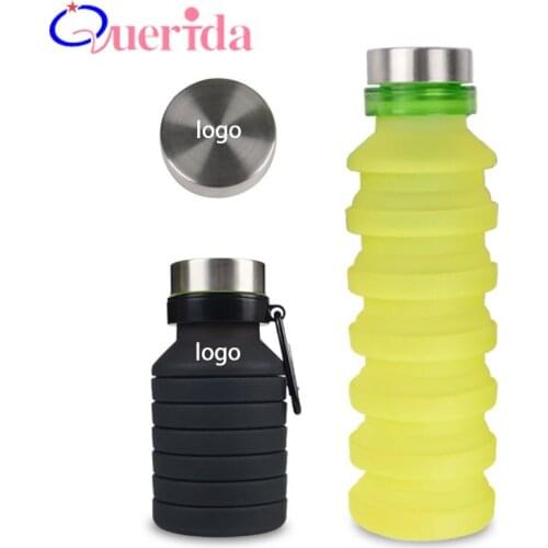 550ml Outdoor Water Bottle Collapsible Retractable Kettle Portable Food Grade Silicone Leak-Proof Camping Sports Drink Bottle