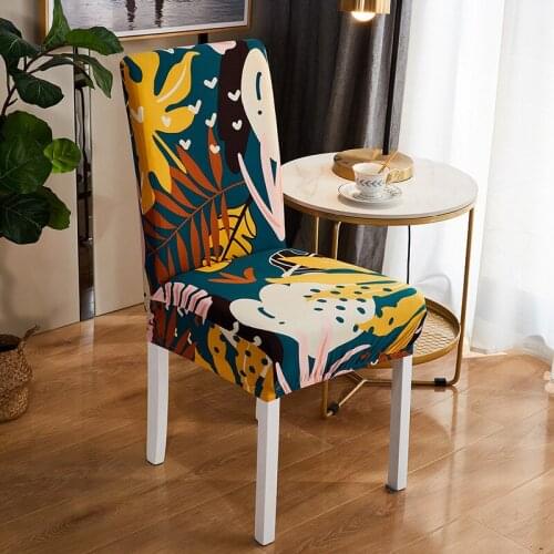 American Elastic Printed Chair Covers Dining Room Spandex Chair Cover Dust-proof Office Kitchen Barstool Chair Home Decor