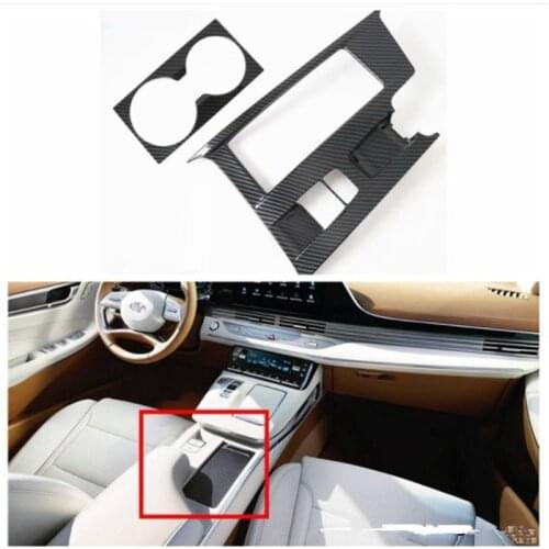 Carbon Fiber Style ABS Car Gear Shift Box Water Cup Holder Panel Cover Trim Sticker Fit For Hyundai Azera Grandeur 2020