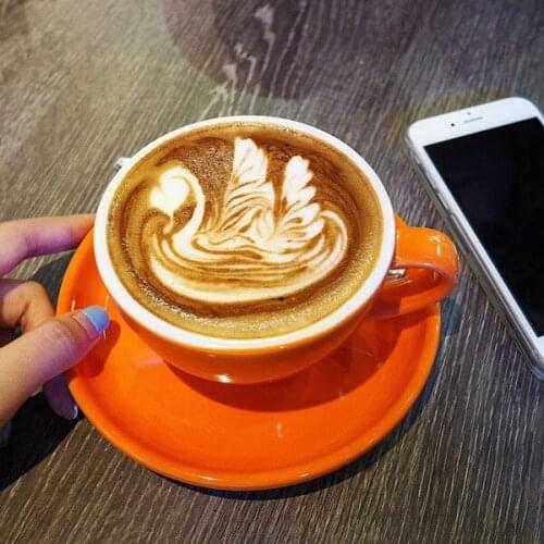 Large coffee cup iron cup glazed plate European pull cup cappuccino afternoon European coffee cup mugs coffee cups