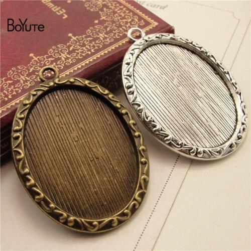 BoYuTe (10 Pieces/Lot) 40*30MM Oval Cabochon Base Vintage Pendant Blanks Tray Bezel Diy Metal Alloy Jewelry Accessories