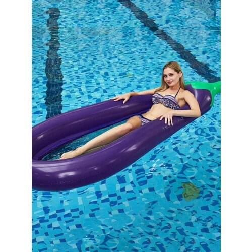 Giant Eggplant Pool Float Inflatable Eggplant Shape Floats Raft Sunbathe Bed Swimming Ring Circle New Floating Row Lounge Chair