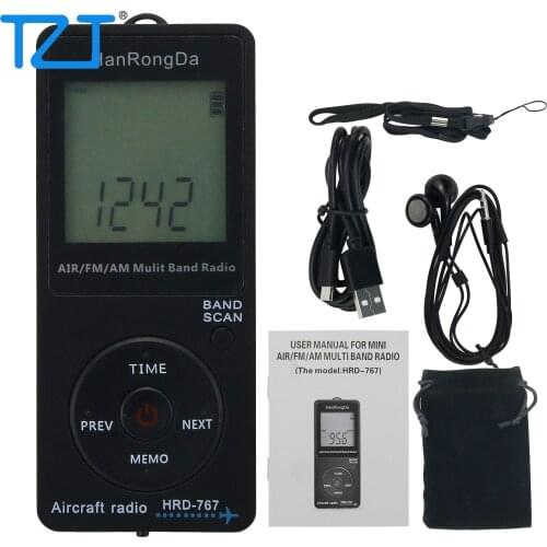 HRD-767 Aircraft Radio Mini Aviation Radio Pocket FM AM Air Multiband Radio Automatically Shut Down FM 76-108MHZ
