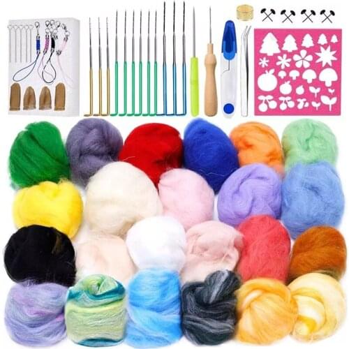 Imzay 68PCS Wool Felting Needle Tool Kit, Felting Supplies With Felting Wool Roving For Felting Crafts