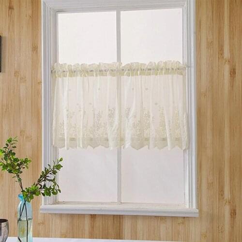 Short Curtain Lace Half Curtain Window Curtain Light Transmission for Home Kitchen Balcony 74x61cm White
