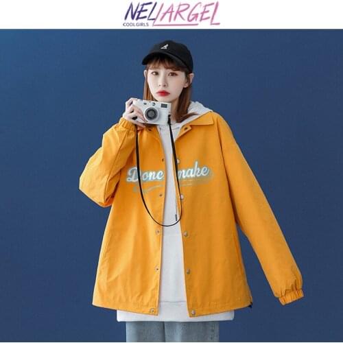 NELLARGEL Women Harajuku Y2k Vintage Varsity Jacket 2021 Female Oversized Black Japanese Bomber Jacket Girl Streetwear Jackets
