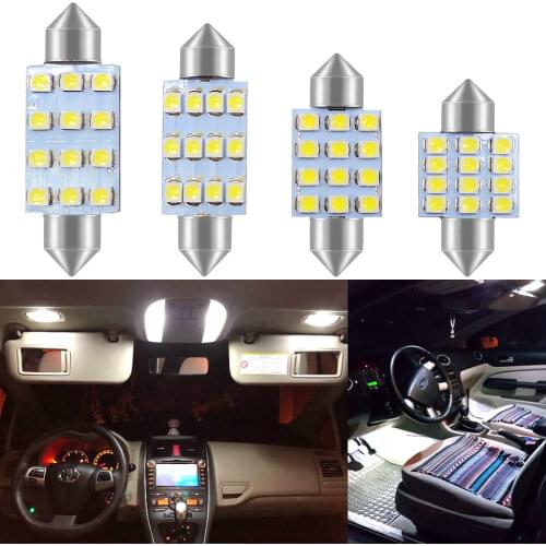 2pcs Car Led Light Accessories DC 12V C5W 1210 3528 White 12Smd Car Festoon LED Dome Reading Light Car Panel License Lamp Bulb