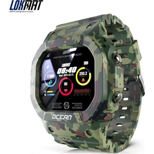 LOKMAT Ocean Smart Watch Men Fitness Tracker Blood Pressure IP68 Waterproof 1.14 inch Touch Screen Heart Rate Monitor Smartwatch