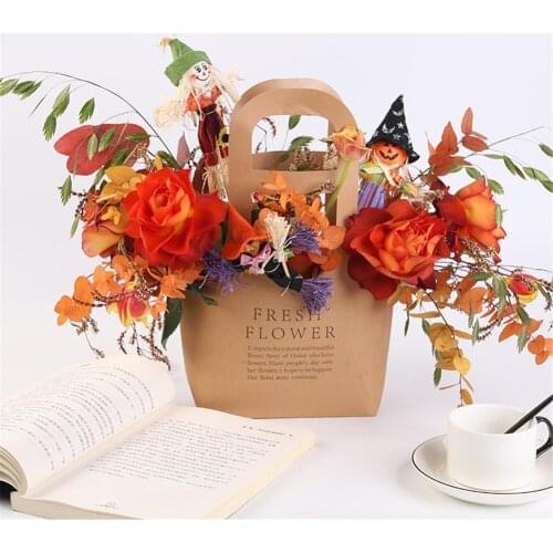 Cute Pumpkin Decor Yard Art Small Autumn Fall Harvest Scarecrow Thanksgiving Halloween Decorative Party Supplies 1PCS