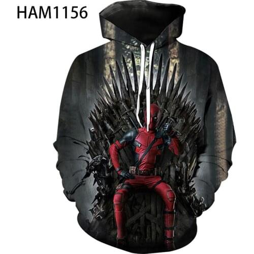 Mens Hoodie spring / summer 2021 new 3D printing Deadpool 2 Sweatshirt Harajuku fashion cool loose bottomed shirt