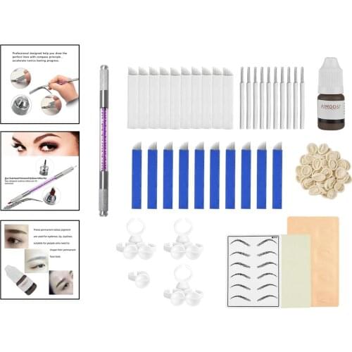 Eyebrow Permanent Practice Kit Pen Tool Ring Cup Disposable Finger Cot