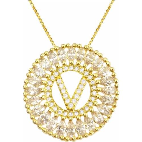 OMYFUN Romantic A-Z Letter Mandala Personalized Initial Letter V Collar Choker Gold Color Necklace Ouro Joalheria Factory Price
