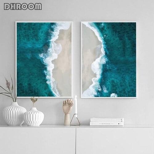Beach Wall Art Print Ocean Landscape Canvas Poster Art Painting Nordic Decoration Picture Modern Wall Decor for Living Room