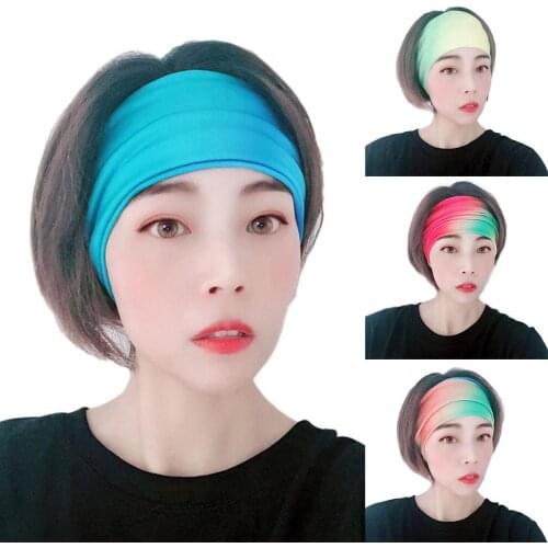 2Pcs Sweat Absorb Soft Wide Cotton Elastic Headband Running Yoga Stretch Hairbands Women Girls Colorful Sports Headband
