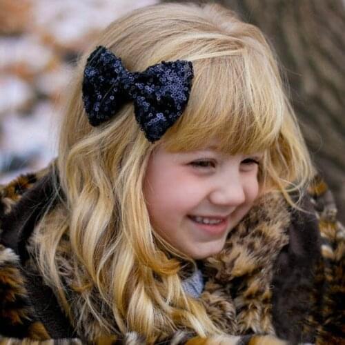 2018 New arrival girl hair clips shiny Sequin Barrettes Bling Bling Big Bow Hair Clips Headbands Boutique girl Accessories