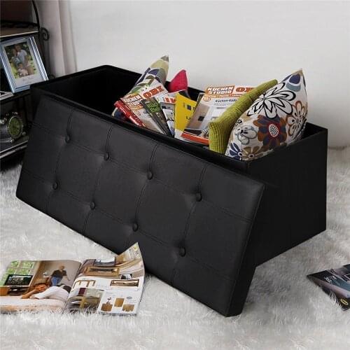 Simple PU Leather Storage Stool Folding Shoe Bench Footstool Can Sit With Lid Storage Box Stool 110x38x38cm/76x38X38CM/38X38X38