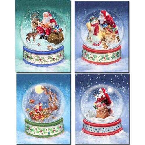 Christmas Diamond Painting Crystal"ball snow santa"diamond mosaic round drill Cross Stitch diamond Embroidery,Cartoon,Decoration
