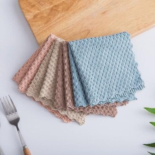 Microfiber Fish Scale Wipe Cloth For Glass Anti-grease Wiping Rag Super Absorbent Home Washing Dish Kitchen Cleaning Towe