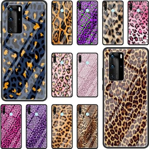 Sexy Leopard Print Panther Phone Case for Huawei P Smart Z 2019 P30 P40 P20 Pro P10 Lite 2021 5G Tempered Glass Funda Cover