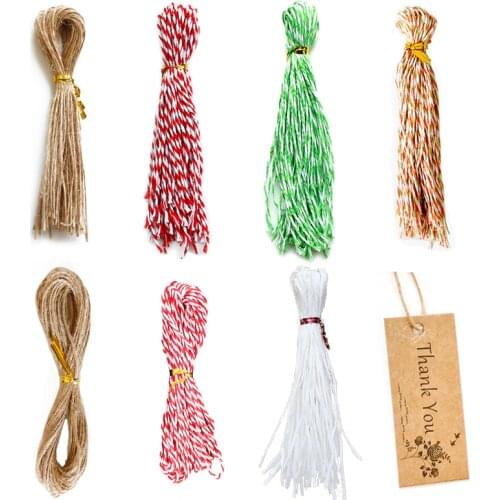 50/100pcs Natural Hemp Strings Red Green Cotton Cords for Gift Tags Handmade Item Present Packing Decoration Bakery Twines