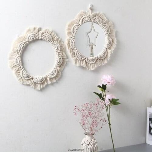 Nordic Ins Round Lace Mirror Artistic Bohemian Decoration Hand-woven Cotton Rope Mirror Living Room Wall Hanging Mirror ly13 21