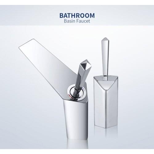 Bathroom Basin Faucet Chrome Polishing Solid Brass Modern Vessel Sink Hot Cold Mixer Water Tap Shiny Silver ML8084