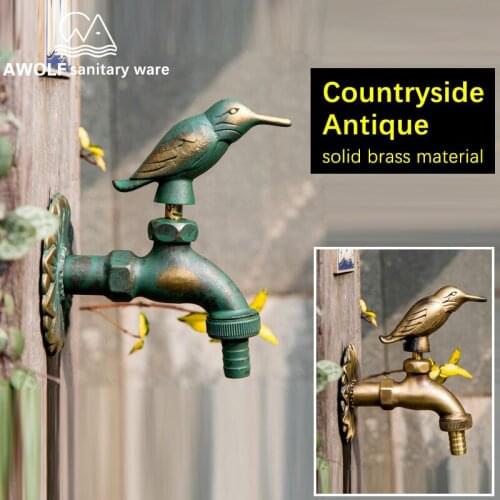 Washing Machine Faucet Antique Outdoor Garden Faucet Countryside Animal Shape Art Mop Pool Cold Water Tap Wall Mounted AF6142