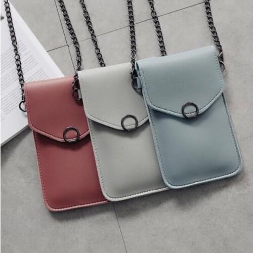 2021 Bag For Women Touch Screen Cell Phone Purse Smartphone Wallet Shoulder Strap Handbag PU Leather Casual Solid Crossbody Bags